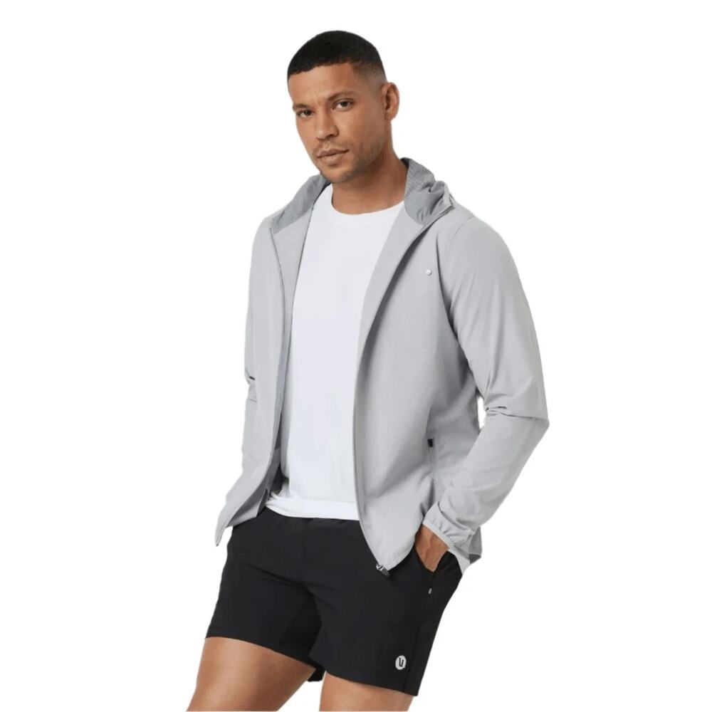 Vuori Outdoor Trainer Shell Full-Zip Hooded Jacket Grey - Men's Small